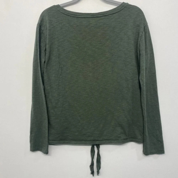 Gap Women's Tie Front Long Sleeve Shirt Blouse Tee Green Small - Picture 2 of 6